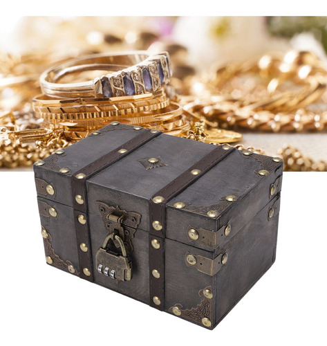 . Cofre Del Tesoro De Madera Estilo Vintage Con Candado