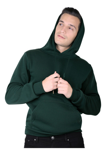 Med - Verde Fuerte - Sudadera Hombre Moda Con Capucha Verde
