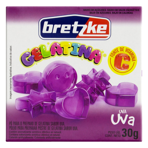 Gelatina em Pó Uva Bretzke Caixa 30g