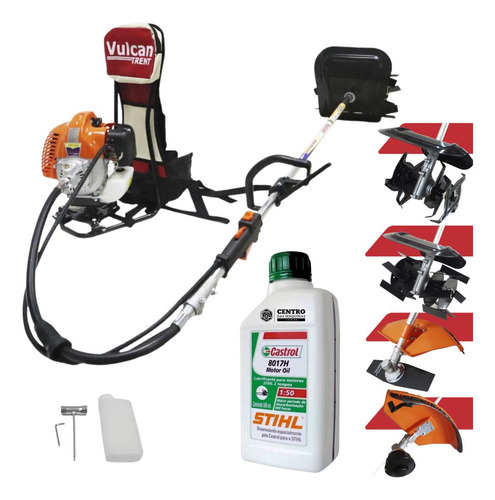 Roçadeira Costal Com Duas Enxadas E Lâmina 2p + Óleo Stihl