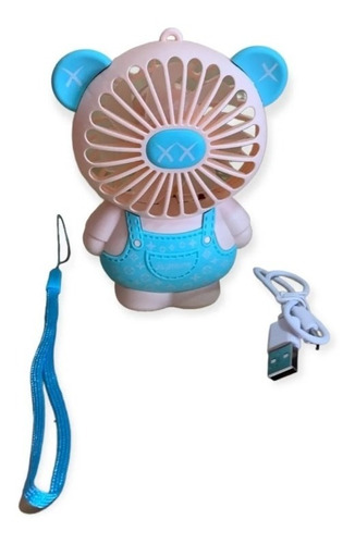 Ventilador Portátil Osito Recargable Usb Luz Led Cute Fan