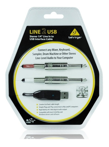 Behringer Line 2 Usb Cable Interfaz Original Blister Nuevo