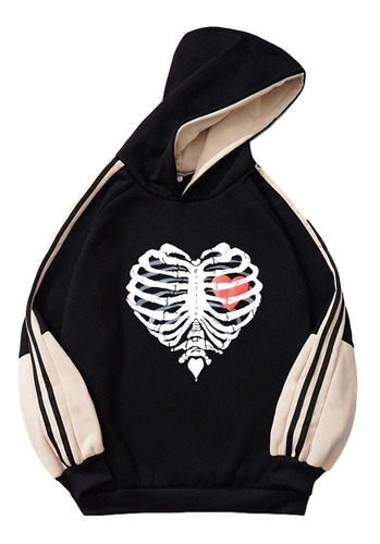 Sudadera Trendy Skeleton Love Impresión Digital Plus Velvet 
