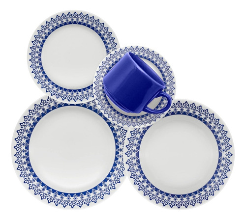 Juego Vajilla X 30 Piezas Biona Platos Tazas Te Sheshu Home Color Azul