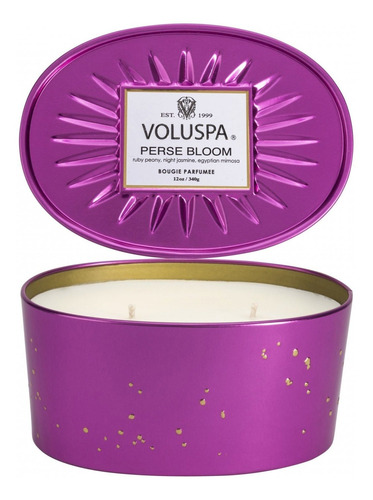 Voluspa Perse Bloom Vela Ovalada De Lata De 2 Mechas, 12 Onz