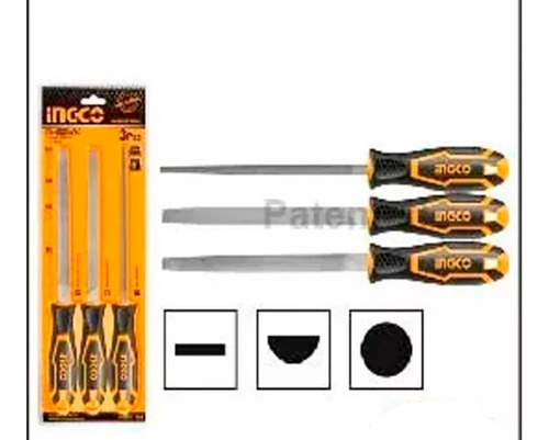 Juego De 3 Limas 8'' Para Metal Ingco Hktfs1308 Ff