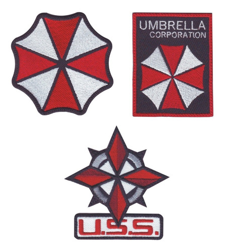 3 Parches Bordados Resident Evil Umbrella 