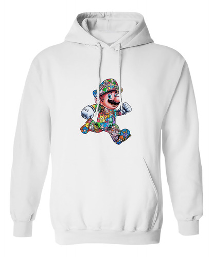 Sudadera Con Gorro Dibujo Mario Bros Personajes Games