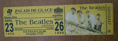 Entrada The Beatles Exhibition Palais De Glace 1996 (Usado)