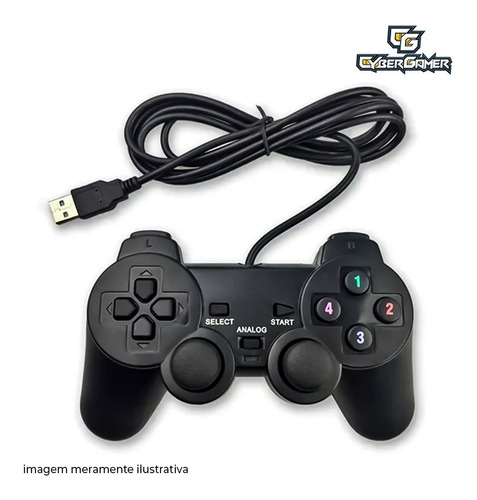 Imagem 2 de 6 de Controle Joystick Preto Vibratório Manete Ps2 E Ps3 Usb