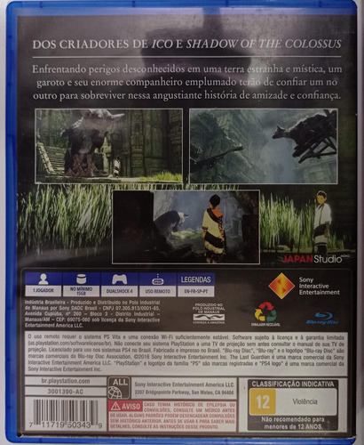 The Last Guardian Jogo Ps4 Físico Usado (Usado)