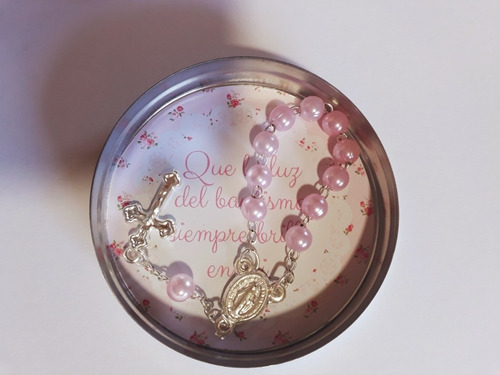 20 Latitas Personalizadas Con Mini Rosario Souvenirs Bautism