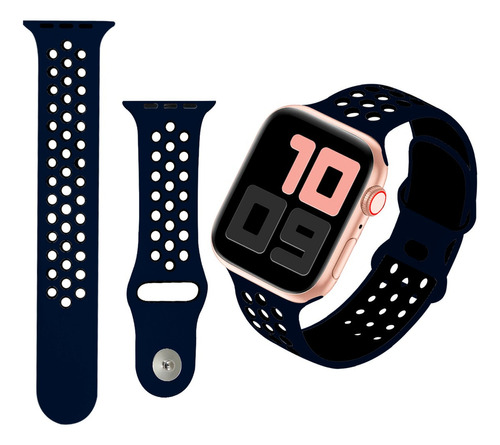 Correa Deportiva Extensible Compatible Con Apple Watch Color Azul Marino/negro | 42/44/45 Mm | M/l