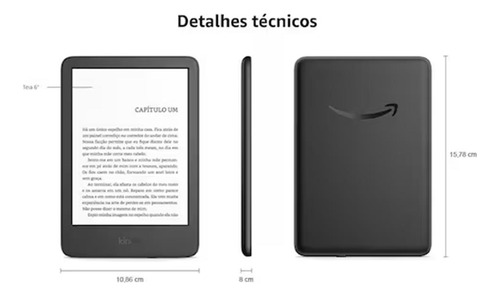 Leitor Eletrônico Kindle 11th Gen 2024 16gb Preto Com Tela D Preto