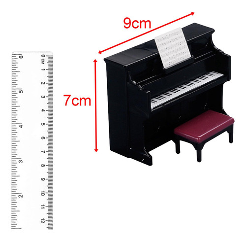 Juego De Piano Y Taburete Para Casa De Muñecas, Para Negro