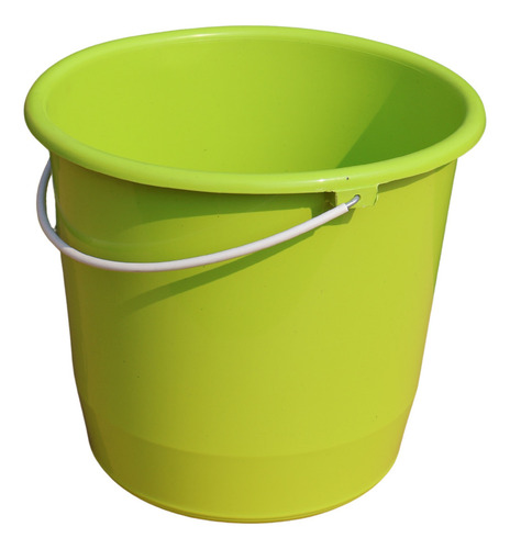 Cubeta De Plástico Flexible 16 Lt Asa Metal Resistente Color Verde