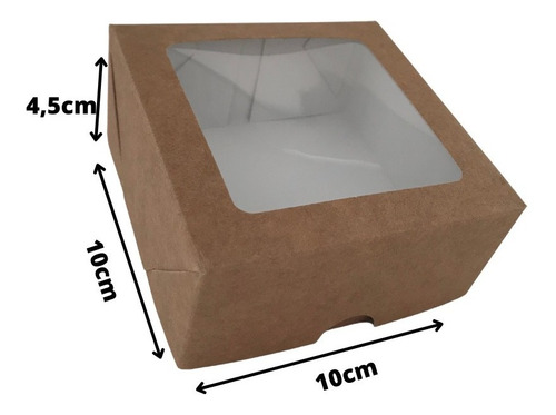 Imagem 2 de 8 de Caixa Kraft Com Visor Para Presente 10x10x4,5 - 20un
