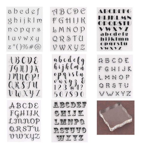 9 Sello Alfabeto Transparente Bloque Estampacion Letra