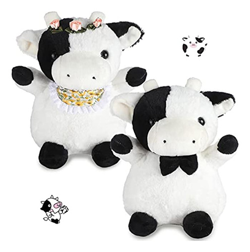 2 Piezas De Animales De Peluche Kawaii De Vaca De Caballero