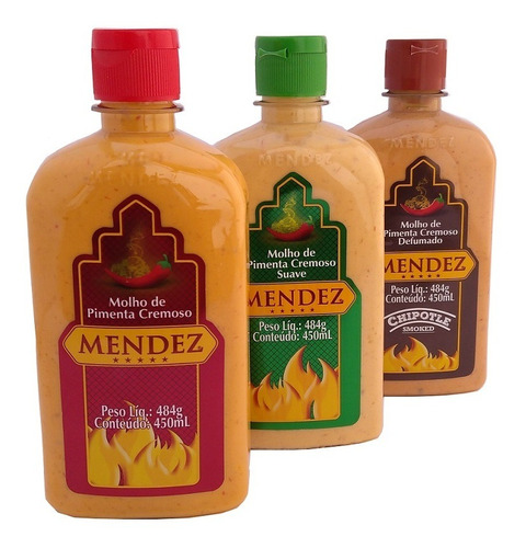 Pimenta Mendez Molho Cremoso Sabores 450ml 03 Unidades