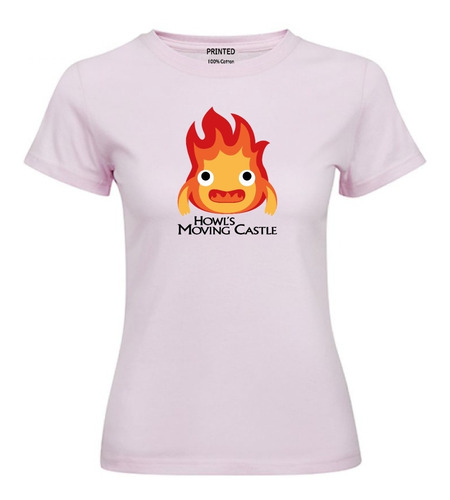 Polera Mujer Estampado Castillo Ambulante Calcifer