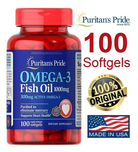 Omega 3 Fish Oil 1.000 Mg Puritan´s Pride 100 Softgels