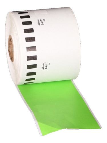 Rollo Etiqueta Brother 62mmx30mt Color Verde Ql800 Ql500