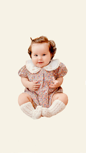 Vestido De Florcitas Con Cuello Baby Bordado Para Bebas