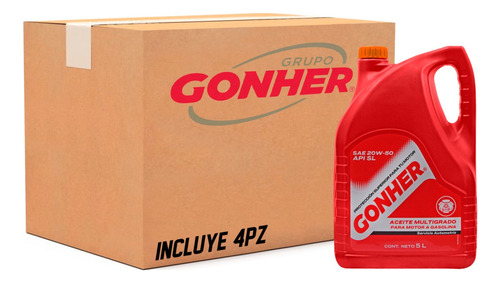Kit Caja 4 Aceite Multigrado 20w50 Mineral Gonher Api Sl 5l