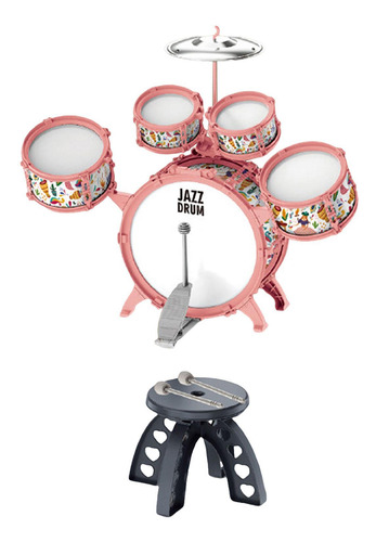 Juego De Batería De Jazz Para Niños, Instrumento Rosa