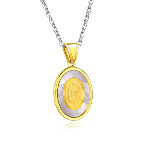 Joyas Oro Plata Chica Acero Mujeres Oval Virgen Colgantes