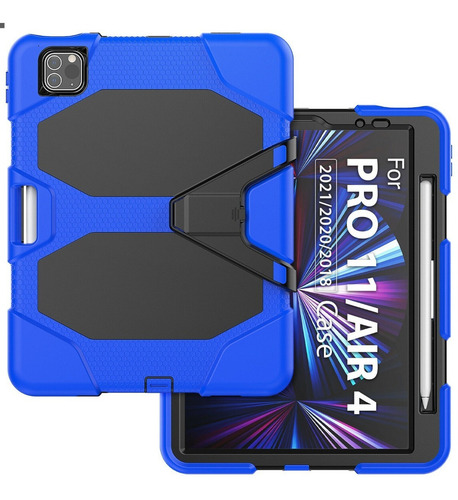 Mica + Funda De Uso Rudo Para iPad Air 4 Y Air 5 Color Azul