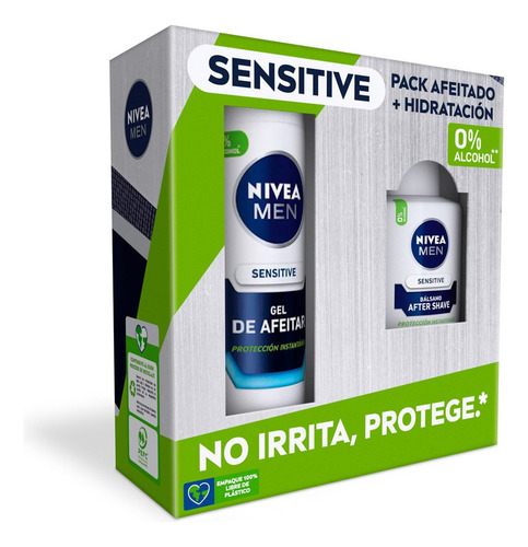 Pack Nivea Men Sensitive Gel Afeitar 200ml+after Shave 100ml