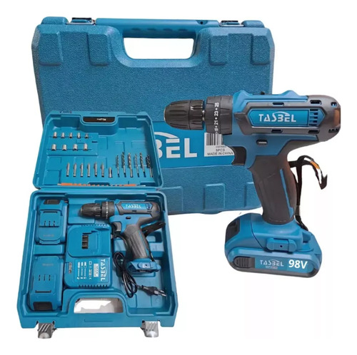 Taladro 24v Inalámbrico Portátil Recargable + 2 Baterías Azul Petróleo 50