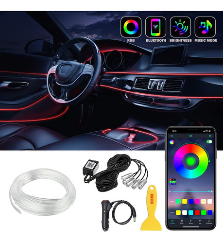 Qvevdacar Coche Luces De La Franja Led, Luces De Coche Multi