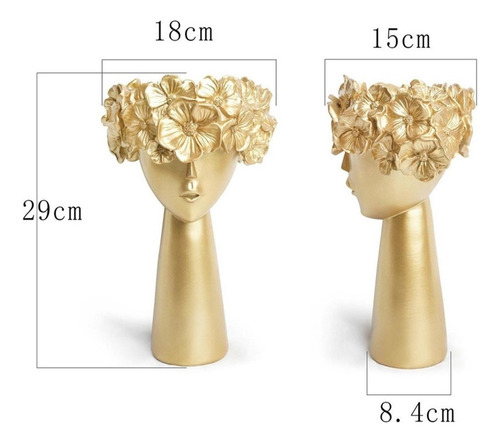 M Escultura De Resina Florero Estatua Macetas De Dorado