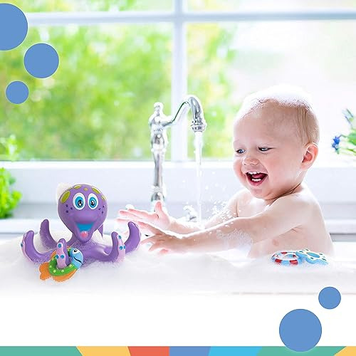 Pulpo Morado Flotante Nuby Con 3 Anillos De Hoopla Juguete I