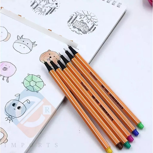 2 Kit Com 24 Caneta Fine Line Varias Cores Ponta Fina 0.4mm Amarelo Colorido