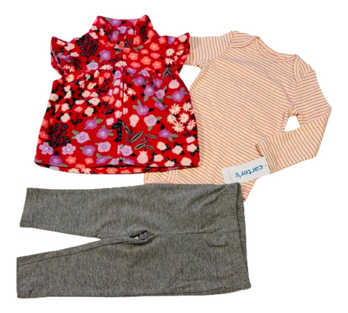 Conjunto Carters Body, Calza Y Chaleco Polar 12 Y 24 Meses