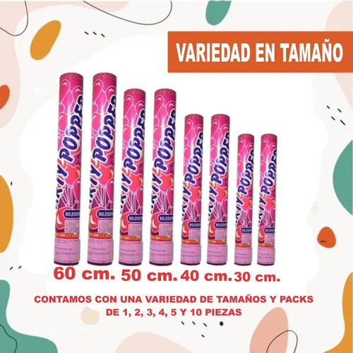 Bazuca Lanzador De Confeti Cañon Fiestas 40 Cm 3 Piezas