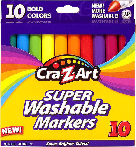 10 Marcadores Lavables De 10 Colores Cra-z-art