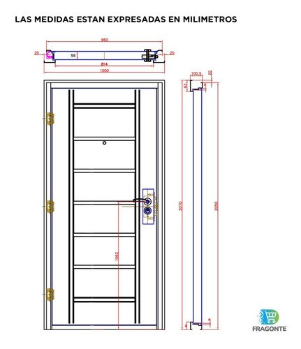 Imagen 5 de 6 de Puerta Multi Anclaje Simil Madera Seguridad Barral Insertos