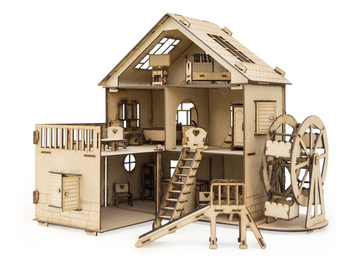 Casita Casa De Muñeca Vuelta Al Mundo 32 Muebles Fibrofacil