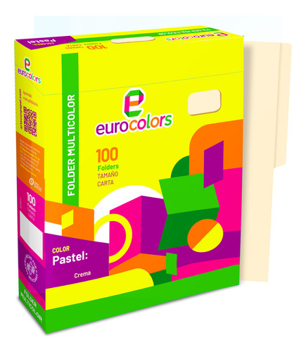 Folder Eurocolors Tamaño Carta Color Crema 100pzs Pu0036