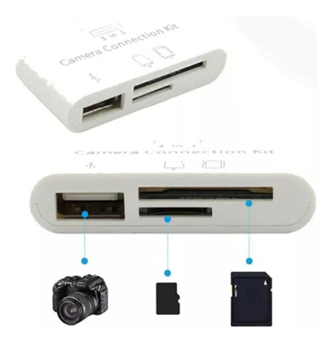 Lector De Memoria Usb Y Tarjeta Sd iPad iPhone Apple 5 En 1