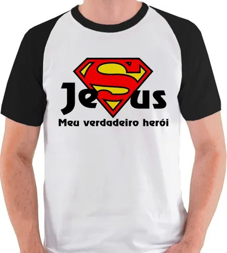 Camiseta Jesus Meu Verdadeiro Herói Deus Camisa Blusa Raglan - Escorrega o  Preço