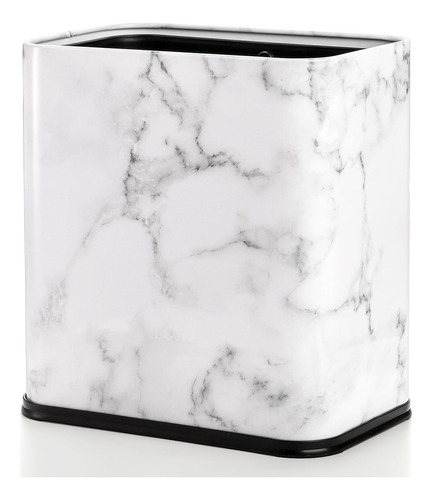 Papelera De Metal Con Estampado De Mármol En Forma Rectangul