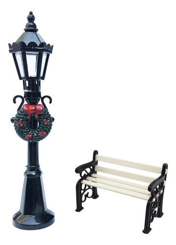 Ta Banco De Parque Y Luz De Poste De Luz Para Decoración De