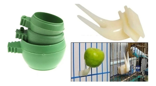 Alimentadores Mini Para La Jaula De Tus Aves Con 2 Tenedores