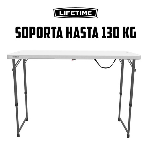 Imagen 3 de 10 de Mesa Plegable Camping Lifetime 120 Cm Multiuso Regulable